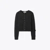 Tory Burch Embellished Wool Cardigan In Black