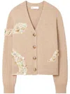 Tory Burch Embellished Snake Cardigan In Neutrals