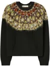 Tory Burch Embellished Wool Sweater In Black