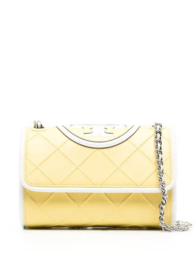 Tory Burch Embossed And Quilted Cross-body Bag In Yellow