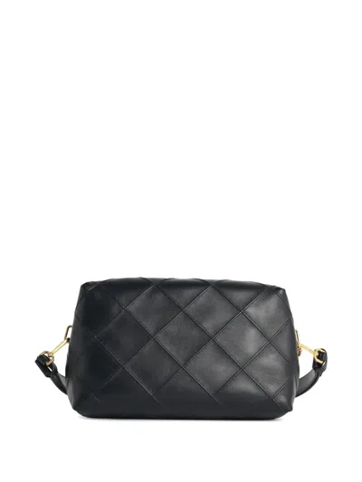 Tory Burch Fleming Black Diamond Quilted Shoulder Bag With Chain-link Shoulder Strap In Leather Woman
