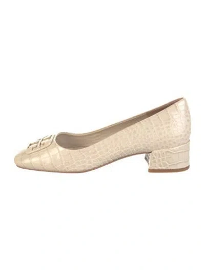 Pre-owned Tory Burch Embossed Leather Animal Print Pumps In Neutrals