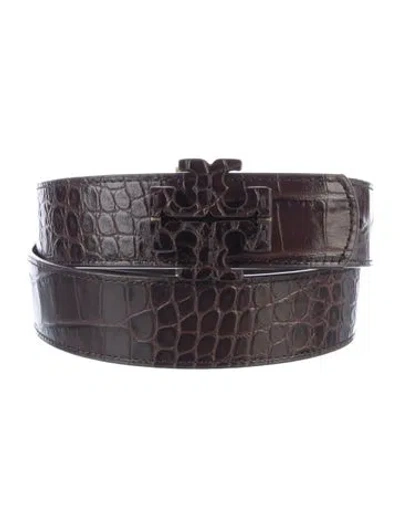 Pre-owned Tory Burch Embossed Leather Belt In Brown