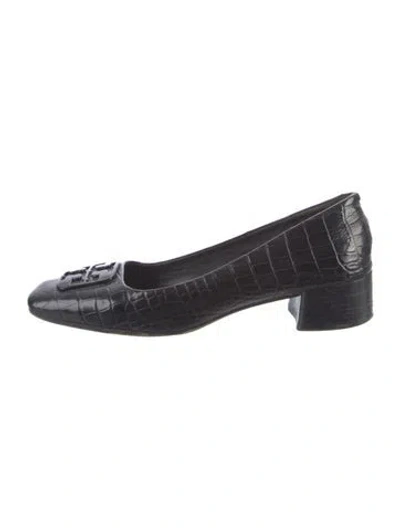 Pre-owned Tory Burch Embossed Leather Pumps In Black