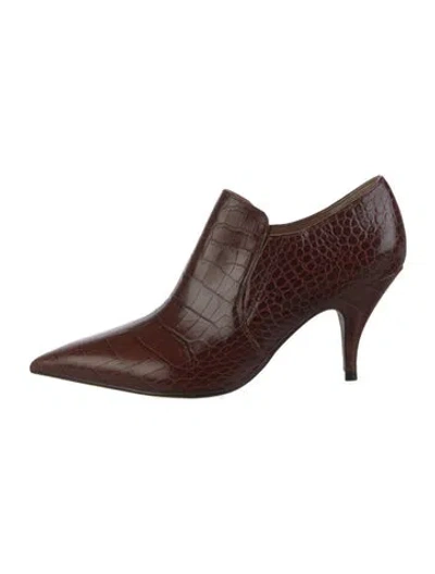 Pre-owned Tory Burch Embossed Leather Pumps In Brown