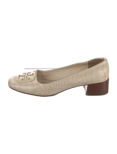 Pre-owned Tory Burch Embossed Leather Pumps In Neutral