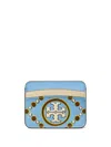 Tory Burch Embossed-logo Cardholder In Blue