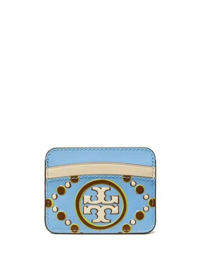 Tory Burch Embossed-logo Cardholder In Blue