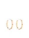 Tory Burch Embossed-logo Hoop Earrings In Gold