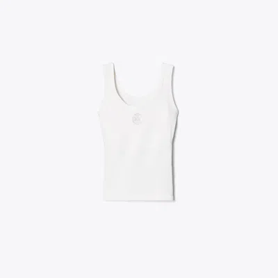 Tory Burch Embossed Logo Tennis Tank In White