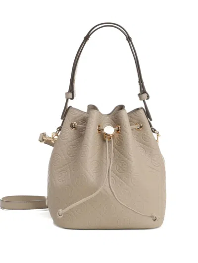 Tory Burch Embossed-logo Tote Bag In Neutral