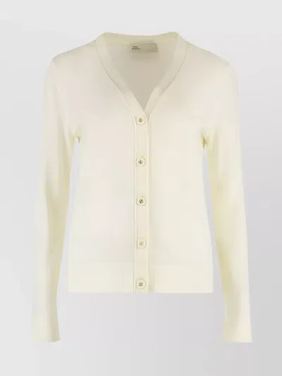 TORY BURCH EMBOSSED LOGO V-NECK CARDIGAN