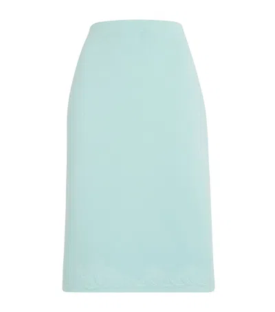 Tory Burch Embossed Midi Skirt In Blue