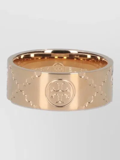 Tory Burch Embossed Pattern Wide Band Fashion Ring