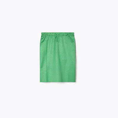 Tory Burch Embossed Satin Skirt In Green