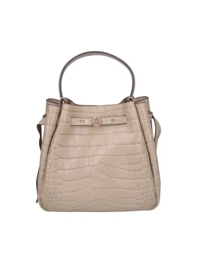 Tory Burch Embossed Top Handle Tote Bag In Beige