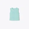 Tory Burch Embossed Viscose Shell Top In Atoll Blue