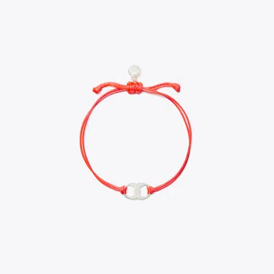 Tory Burch Embrace Ambition Bracelet In Light Silver/sublime Red
