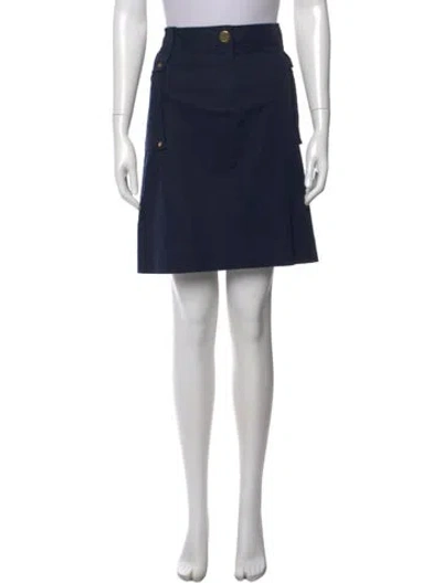 Pre-owned Tory Burch Embroidered Accent Knee-length Skirt In Blue