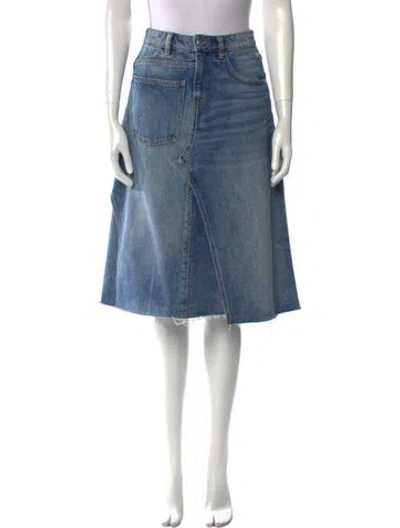 Pre-owned Tory Burch Embroidered Accent Knee-length Skirt In Blue