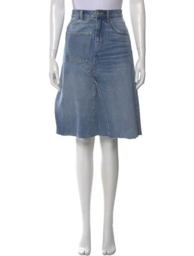 Pre-owned Tory Burch Embroidered Accent Knee-length Skirt In Blue