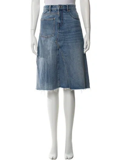 Pre-owned Tory Burch Embroidered Accent Knee-length Skirt In Blue