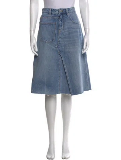 Pre-owned Tory Burch Embroidered Accent Knee-length Skirt W/ Tags In Blue