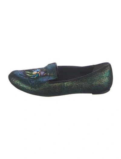 Pre-owned Tory Burch Embroidered Accent Loafers