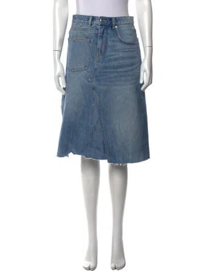 Pre-owned Tory Burch Embroidered Accent Midi Length Skirt In Blue