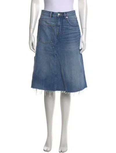 Pre-owned Tory Burch Embroidered Accent Midi Length Skirt In Blue
