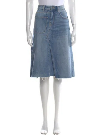 Pre-owned Tory Burch Embroidered Accent Midi Length Skirt W/ Tags In Blue