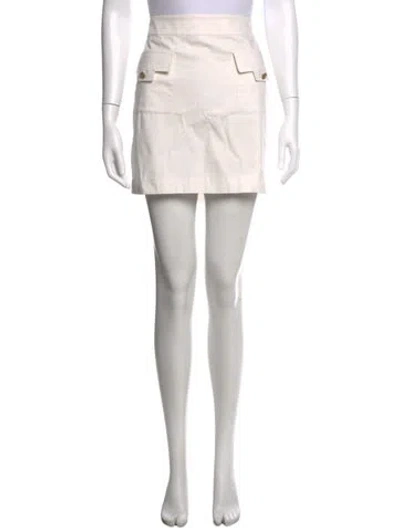 Pre-owned Tory Burch Embroidered Accent Mini Skirt In Neutrals