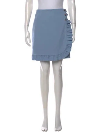 Pre-owned Tory Burch Embroidered Accent Mini Skirt W/ Tags In Blue