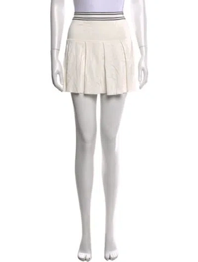 Pre-owned Tory Burch Embroidered Accent Mini Skirt In White