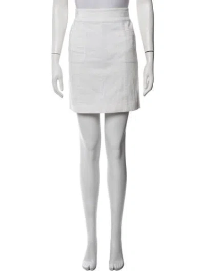 Pre-owned Tory Burch Embroidered Accent Mini Skirt In White