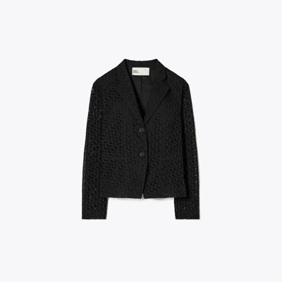Tory Burch Embroidered Broderie Anglaise Jacket In Black