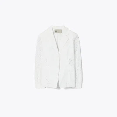 Tory Burch Embroidered Broderie Anglaise Jacket In White