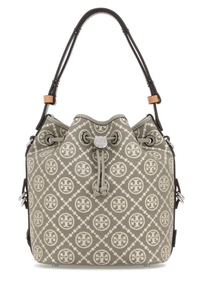 Tory Burch Embroidered Canvas Bucket Bag In White