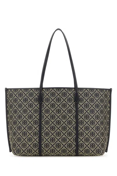 Tory Burch Embroidered Canvas Shopping Bag In White