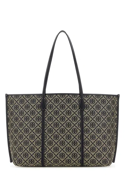 Tory Burch Embroidered Canvas Shopping Handbag With Structured Handle In Printed
