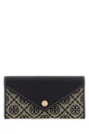Tory Burch Embroidered Canvas T Monogram Envelope Wallet In White