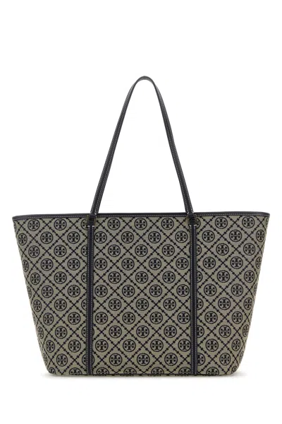 Tory Burch Embroidered Canvas T Monogram Shopping Bag