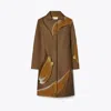Tory Burch Embroidered Coat In Brown