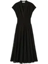 Tory Burch Gathered Broderie Anglaise Cotton Midi Dress In Black