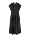 Tory Burch Gathered Broderie Anglaise Cotton Midi Dress In Black