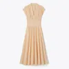 Tory Burch Embroidered Cotton Dress In Pink Sorbet