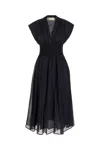 Tory Burch Embroidered Cotton Midi Dress In Black