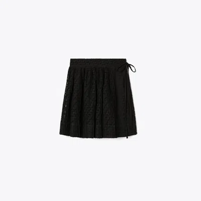 Tory Burch Embroidered Cotton Skirt In Black