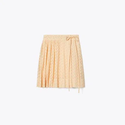 Tory Burch Embroidered Cotton Skirt In Pink Sorbet
