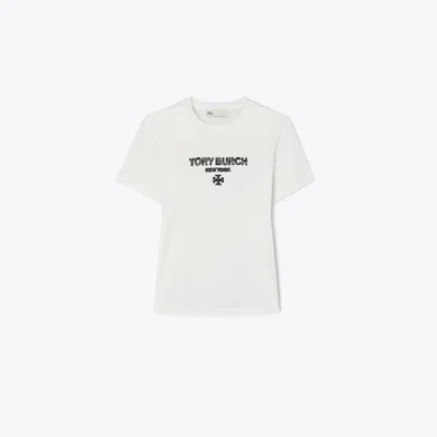 Tory Burch Embroidered Cotton T-shirt In White